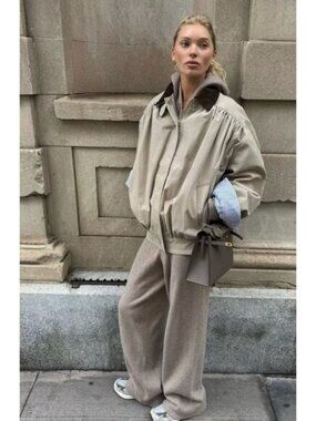 Helsa The Shirred Bomber Jacket With Corduroy Collar